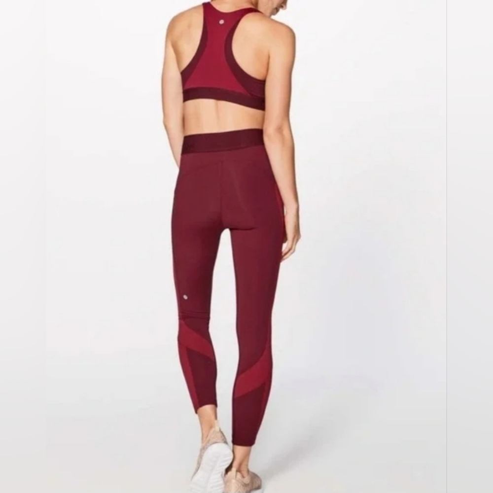 Women's Lululemon Burgundy Combo Full Length Leggings Pants. Size 6